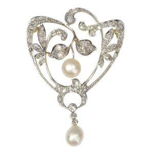 Eternal Flow: An Art Nouveau Diamond and Pearl Brooch